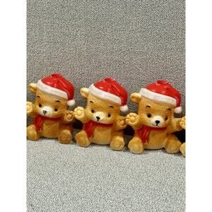 Lot Of 10 Vintage Christmas Teddy Bear Blow Mold Replacement Light Covers 3"
